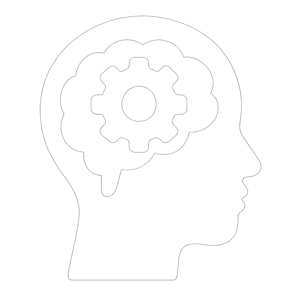 Cognitive Health icon in white transparent background simple and filled in not a line drawing