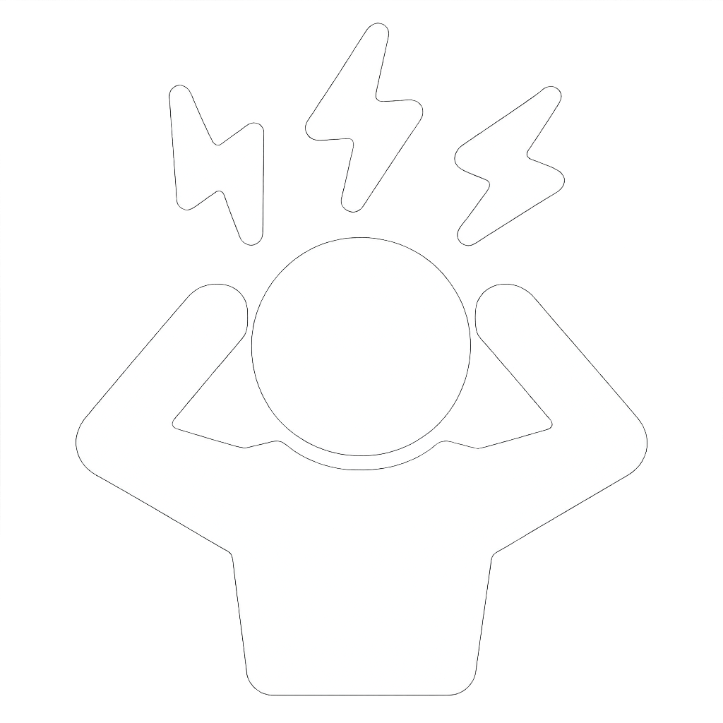 filled in not line drawing simple stress icon in white with transparent background