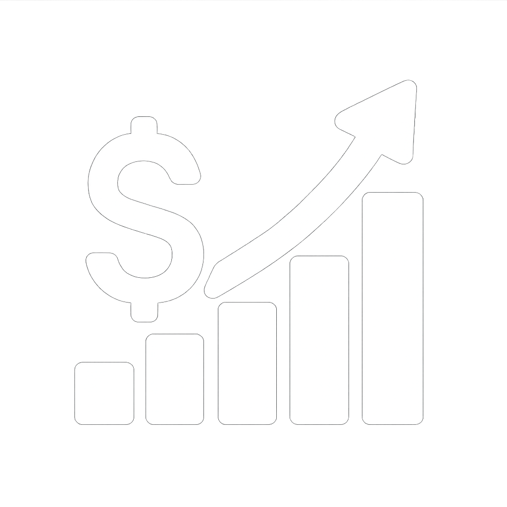 fiscal growth icon simeple whtie with trasnparent background no words not a line drawing-1