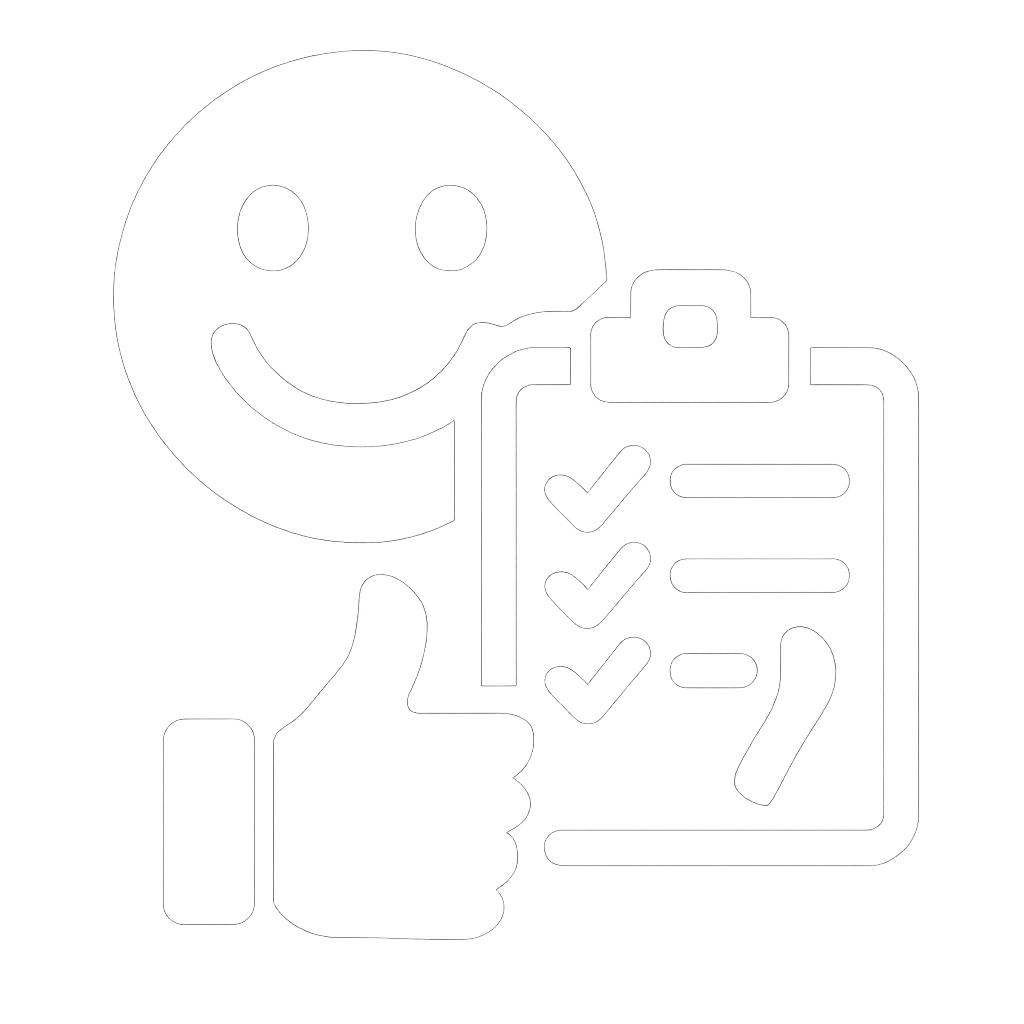 job satisfaction icon in white transparent background no words bold not a line drawing