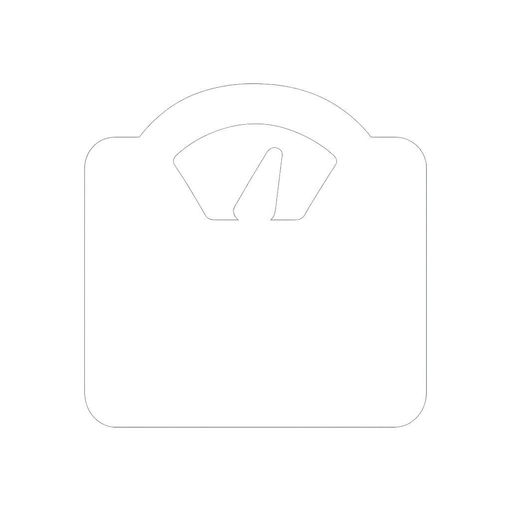simple scale weight icon in white filled in not a line drawing transparent background-1