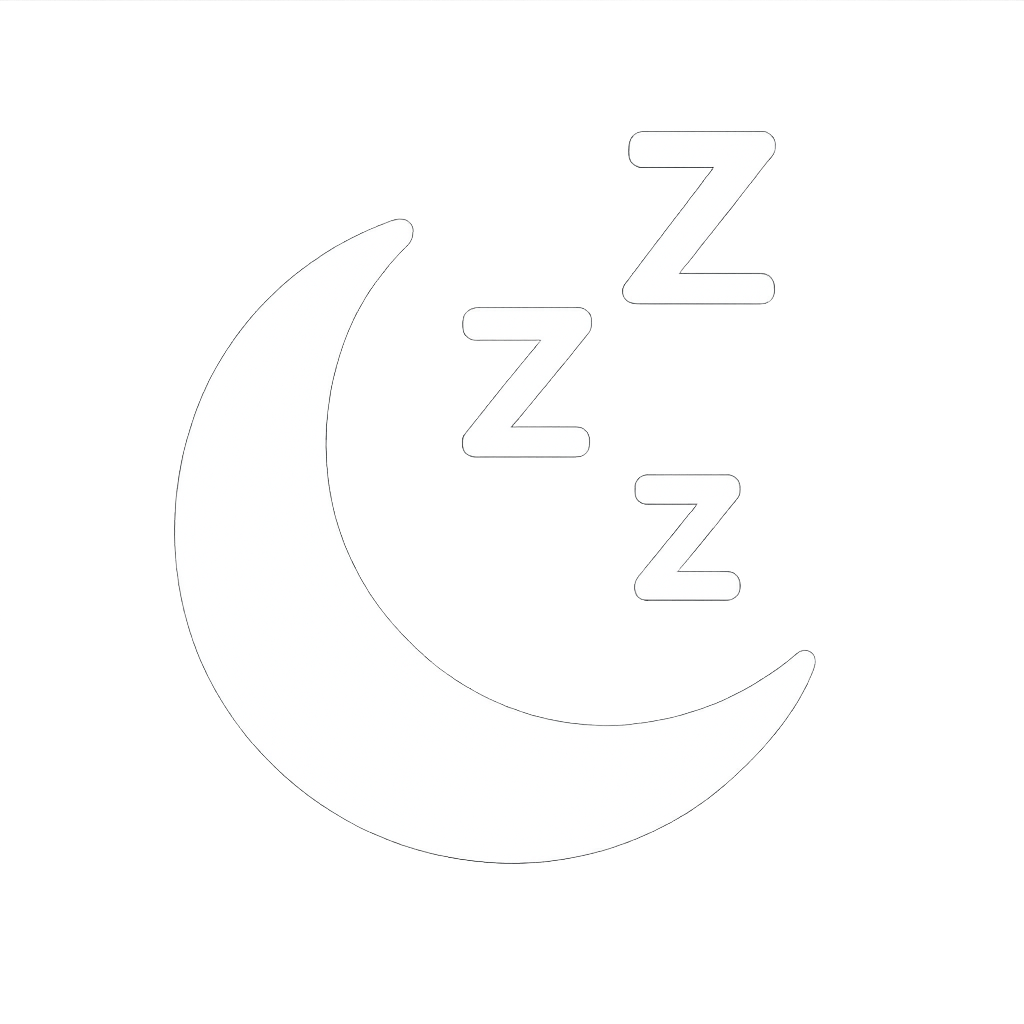 simple sleep icon in white with transparent background